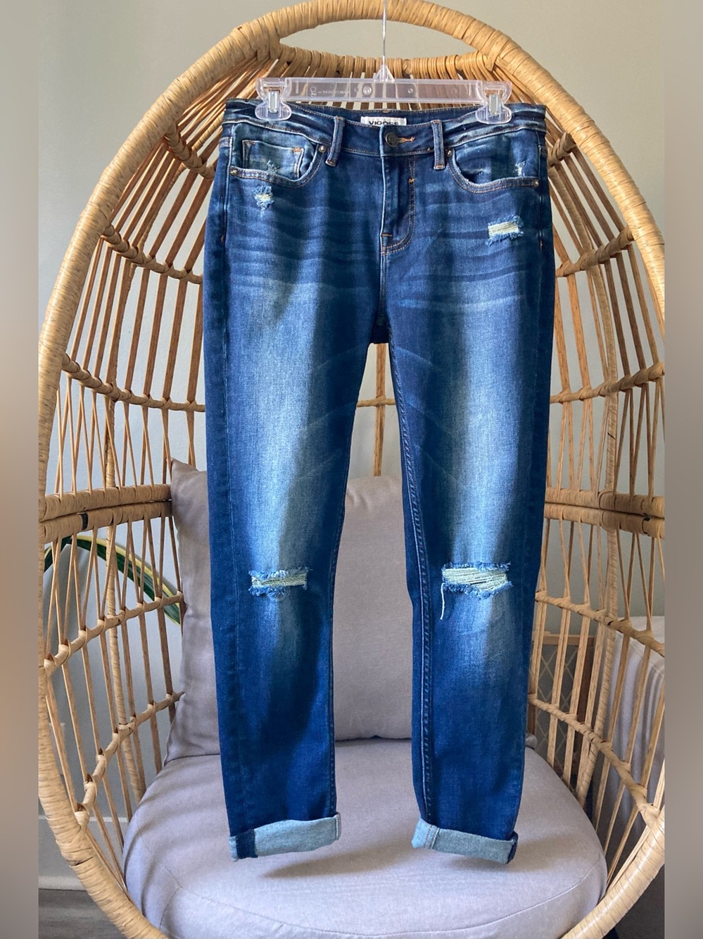VIGOSS Thompson Tomboy Ankle Skinny Jeans Distressed Size 27